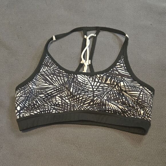 Champion Black and White Geometric Sports Bra with Seamless Design Size L - Picture 1 of 3